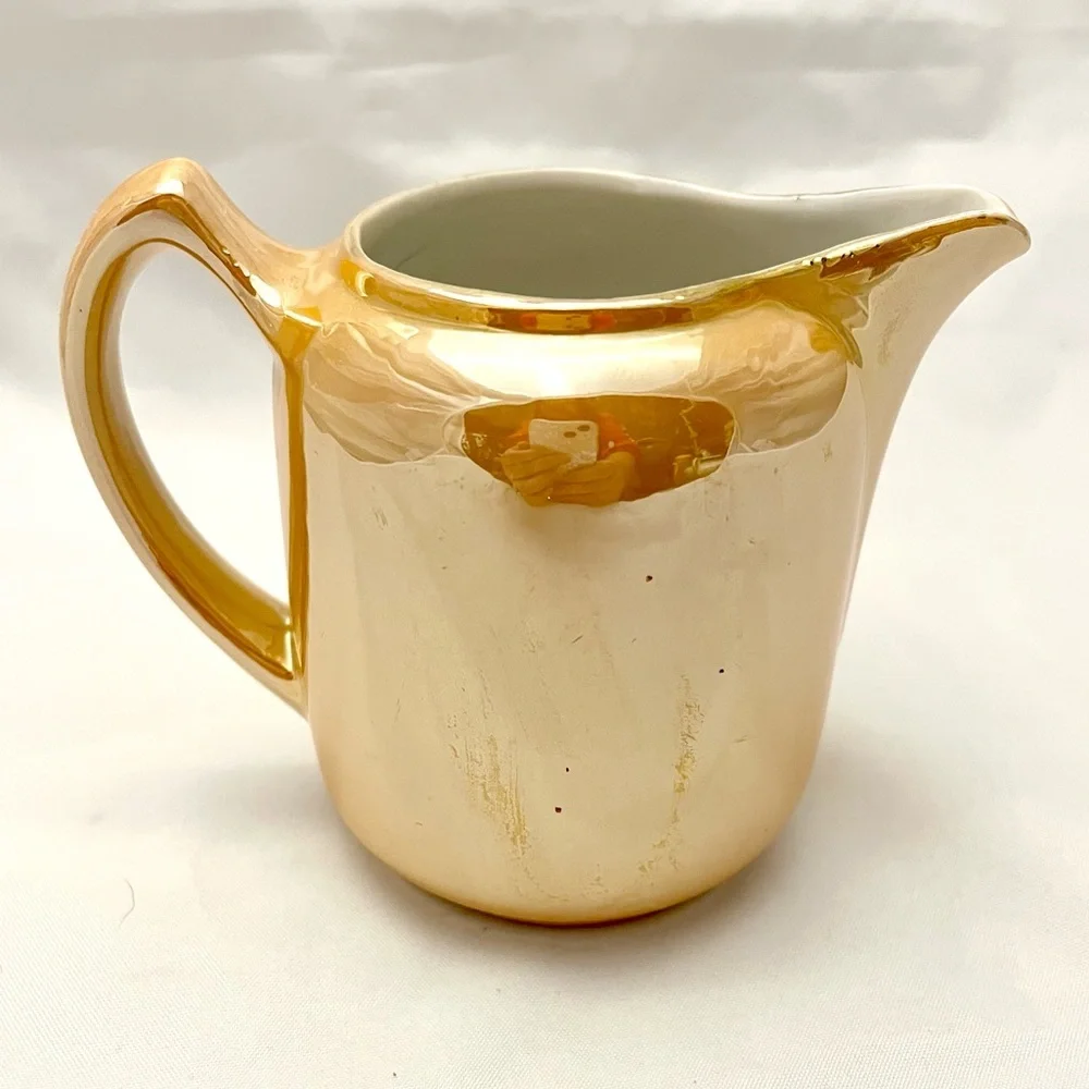 Peach Orange Lusterware Porcelain Creamer, Made in Germany, VTG EUC